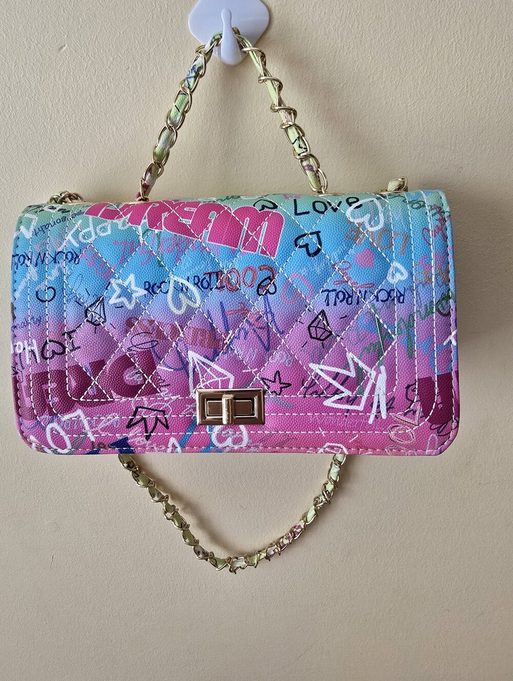 Rainbow Graffiti Quilted Graffiti  Shoulder Bag NWOT